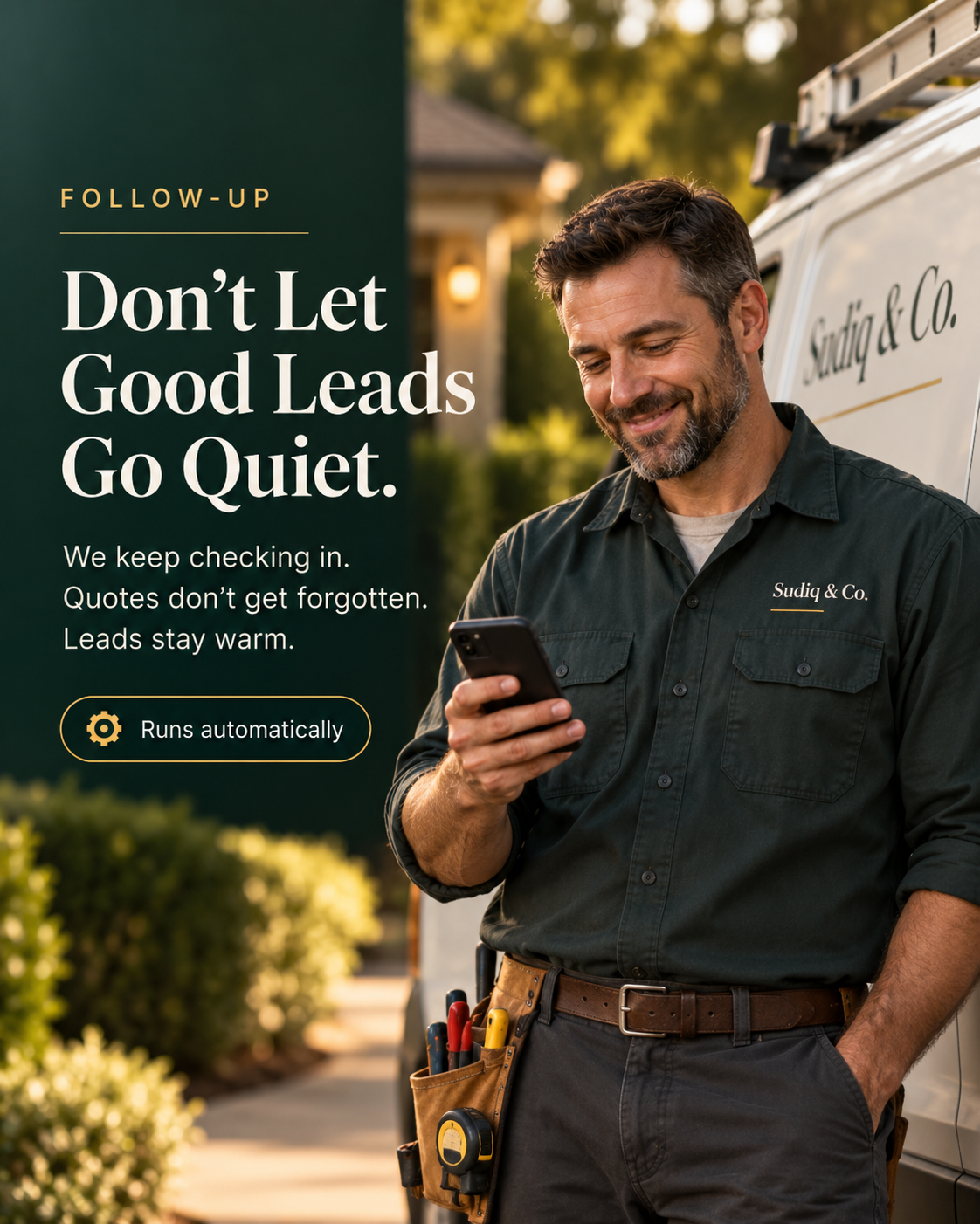 Business owner reading a customer follow-up message